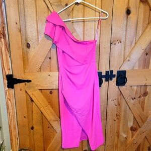 Anrabess pink one shoulder cocktail dress size small womens